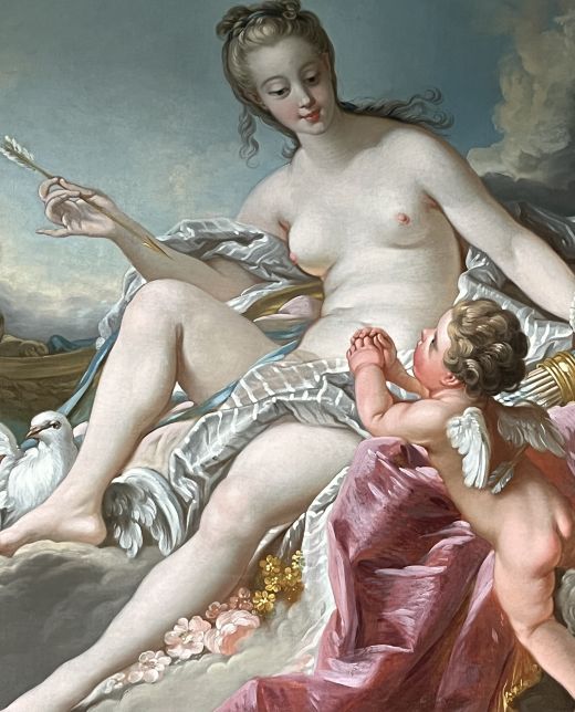 pittore francese della cerchia di Francois Boucher, Venere disarma Amore, sesto decennio XVIII secolo